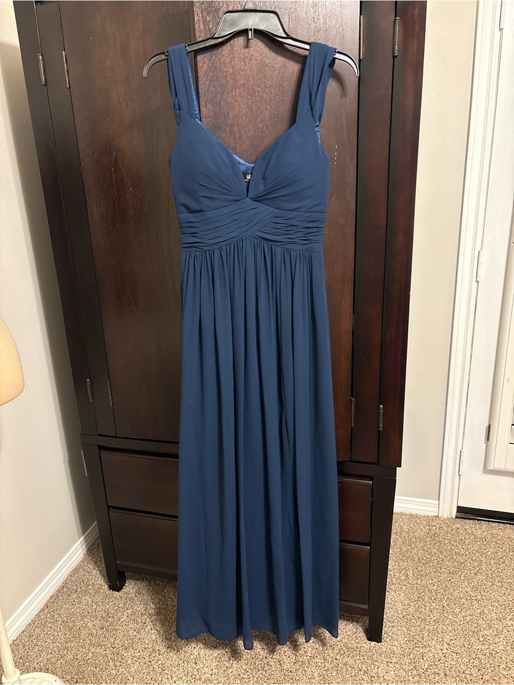 Lulus Navy Blue Ruched Maxi Dress Size Small